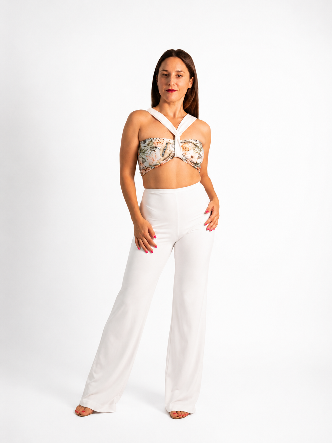 Top Diana Reversible Flores Blanco