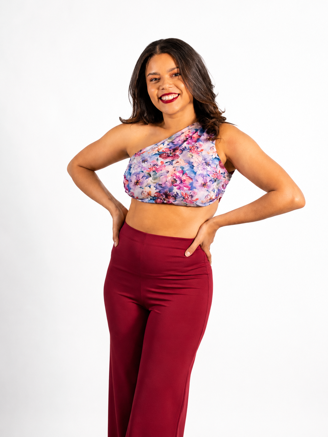 Top Anastasia Reversible Flores Burdeos
